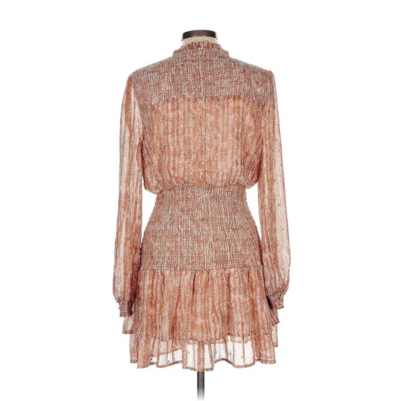 AQUA DRESS SZ L SMOCKED FLORAL MINI LONG SLEEVE SPRING BOHO CHIC - Picture 2 of 5